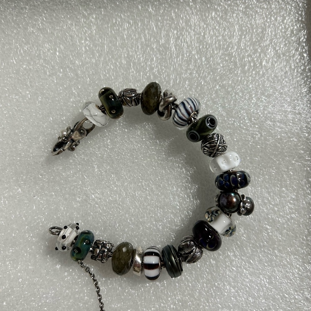 Pandora Silver Bracelet with Black and White Beads